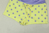 Women V Neck Sexy Top & Polka Dot Tie Pants Two Piece Set