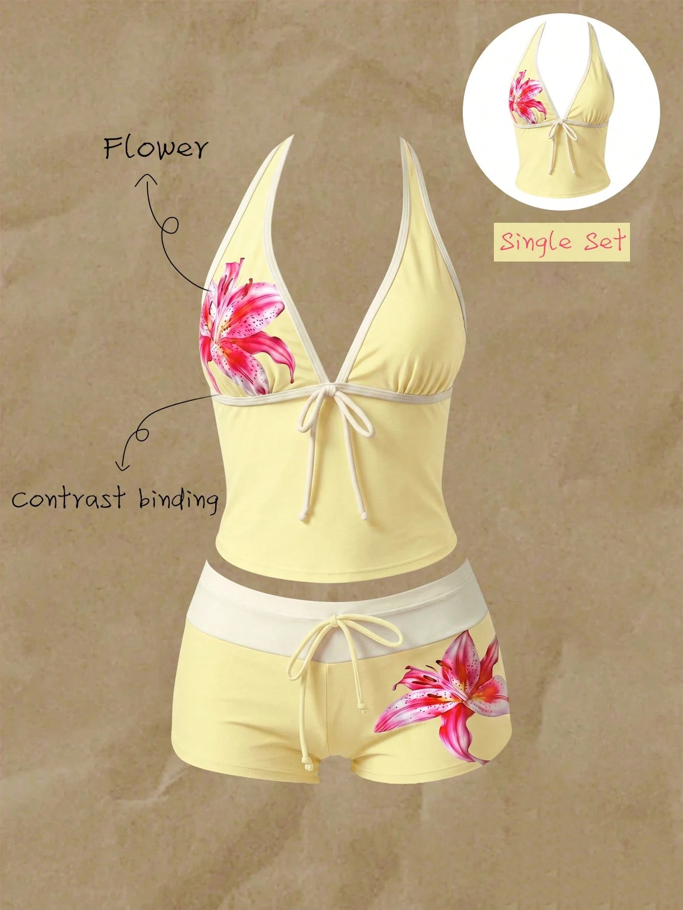Polka Dot Lace-Up Bikini Swimsuit for Beachwear
