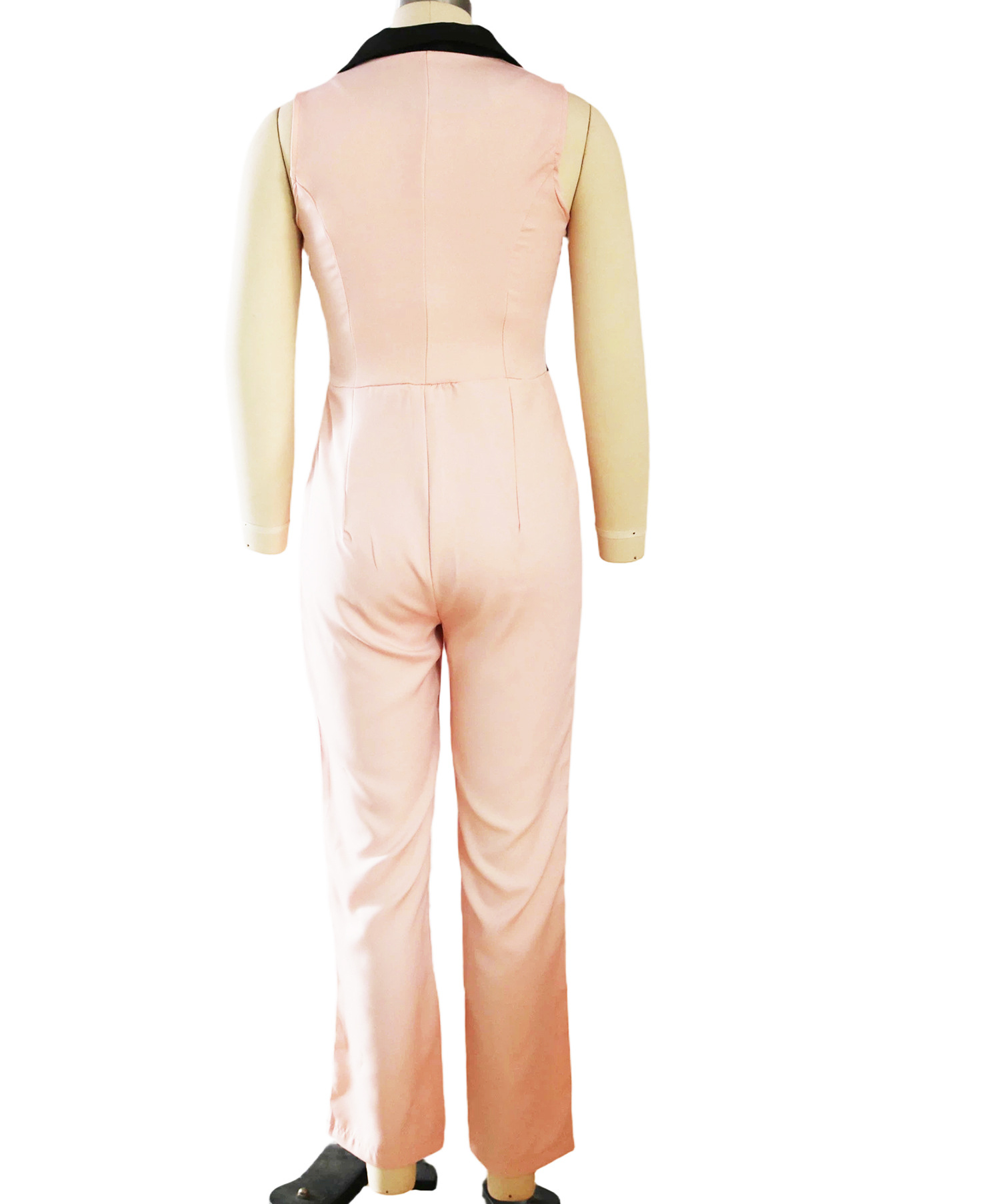 Turndown Collar Patchwork Jumpsuit for Casual Wear