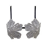 Women's Sparkling Rhinestone Flower Single-Button Sexy Beach Bra