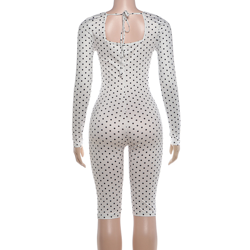 Polka Dot Long Sleeve Jumpsuit for Summer Parties