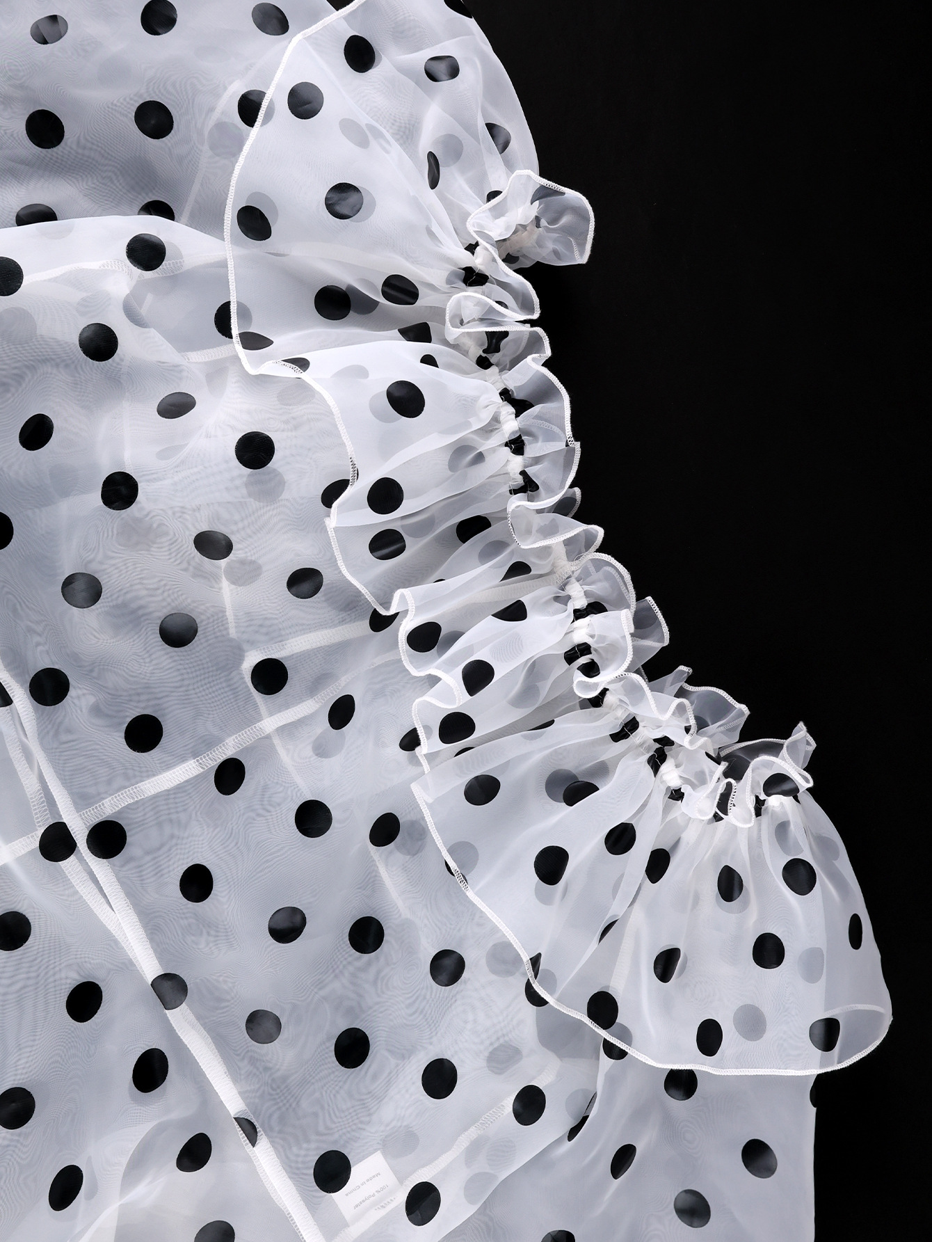 Off-Shoulder Tie Polka Dot Mesh See-Through Blouse