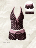 Women Polka Dot Lace-Up Bikini Swimwear