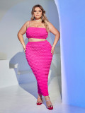 Plus Size Women Stretchy Top & Skirt Two Piece Set