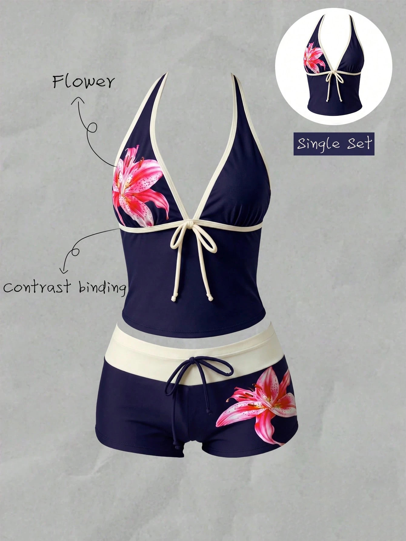 Polka Dot Lace-Up Bikini Swimsuit for Beachwear