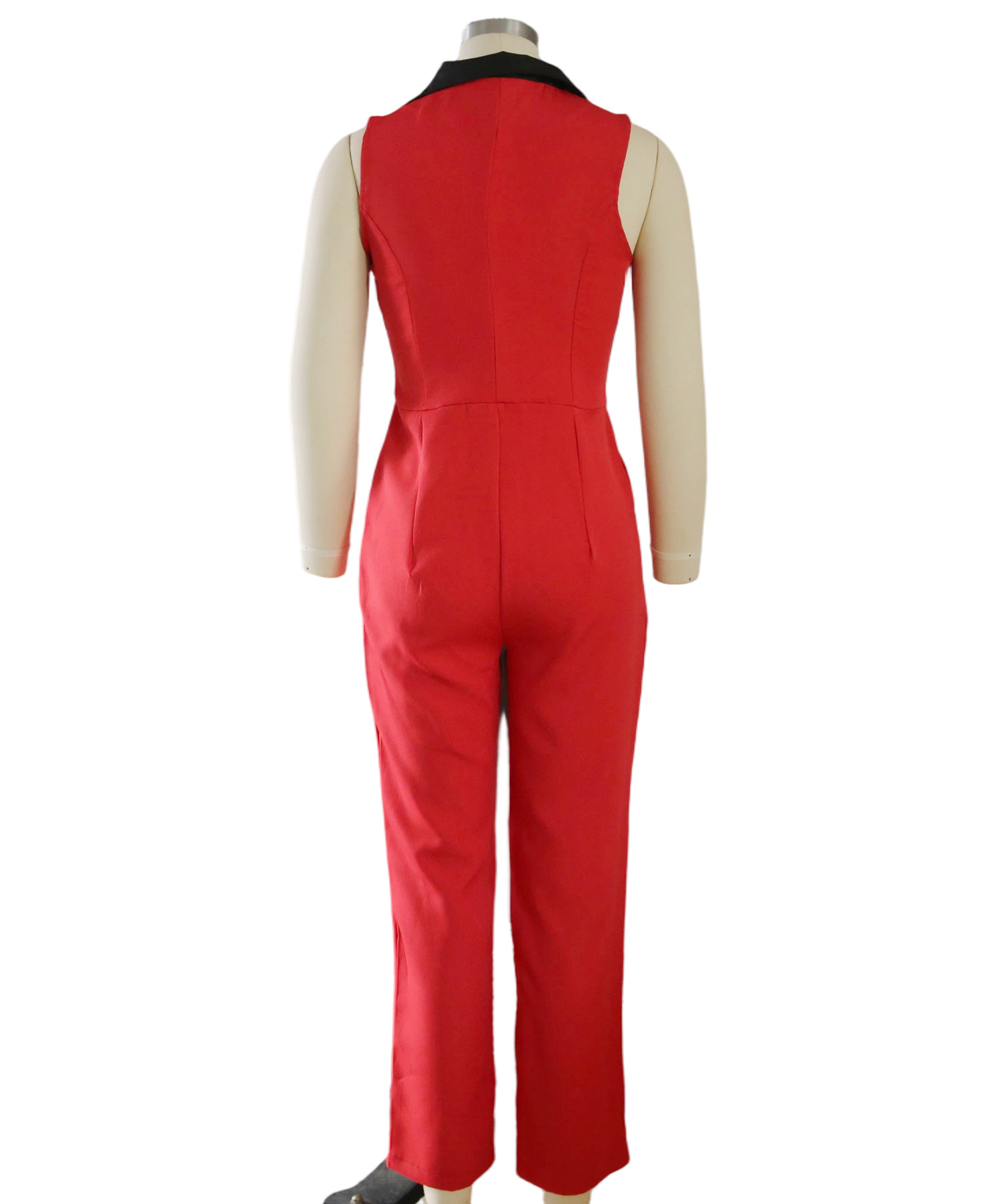 Turndown Collar Patchwork Jumpsuit for Casual Wear