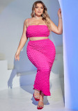 Plus Size Women Stretchy Top & Skirt Two Piece Set