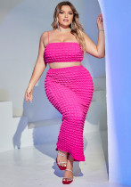 Plus Size Women Stretchy Top & Skirt Two Piece Set Plus Size Women Stretchy Top & Skirt Two Piece Set