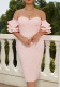 Plus Size Women Stretchy Sexy Puff Off Shoulder Short Sleeve Formal Party Bandage Evening Dress