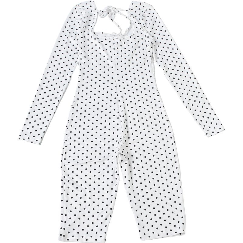 Polka Dot Long Sleeve Jumpsuit for Summer Parties