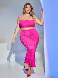 Plus Size Women Stretchy Top & Skirt Two Piece Set
