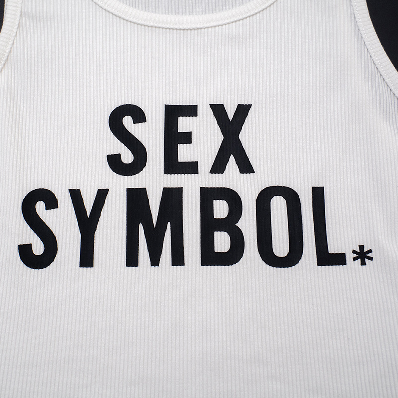 Letter Print Sleeveless Crop Tank Top for Autumn