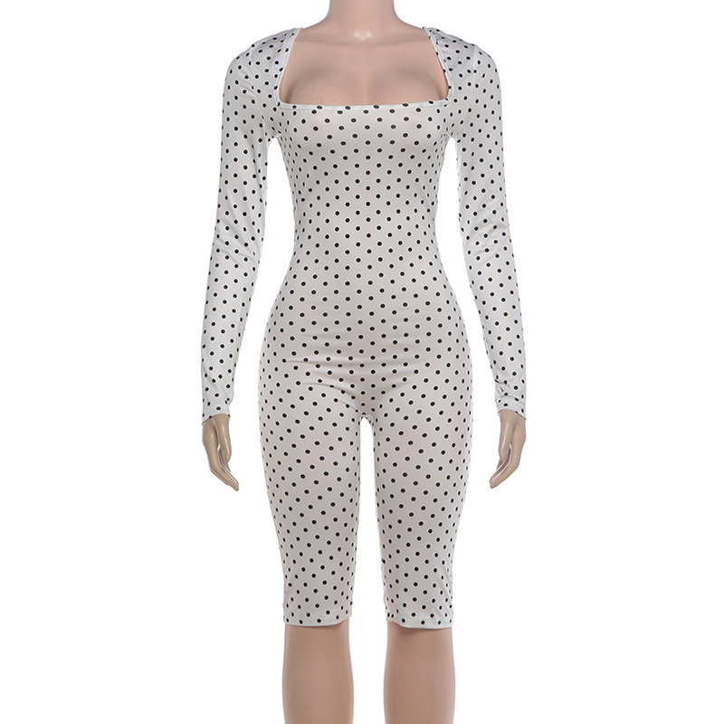 Polka Dot Long Sleeve Jumpsuit for Summer Parties