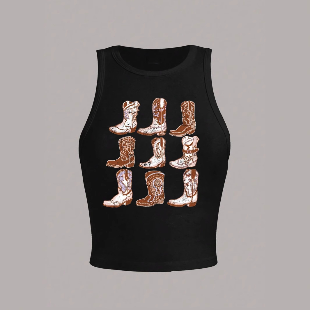 Printed Sleeveless Crop Tank Top for Clubwear