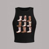 Women Sexy Printed Sleeveless Crop Tank Top