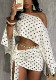 Women Summer Polka Dot Slash Shoulder Irregular Top Lace-Up Ruched Bodycon Dress