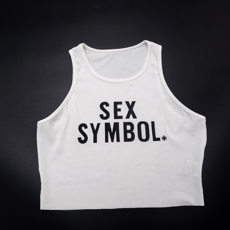 Letter Print Sleeveless Crop Tank Top for Autumn