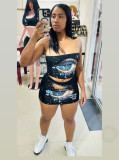 Women Printed Strapless Top & Skirt Two Piece Set