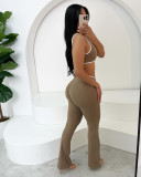 Women's Summer Sports Fashion Crop Top Low Back Butt Lift Tight Fitting Pants Set