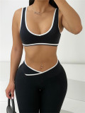 Women's Summer Sports Fashion Crop Top Low Back Butt Lift Tight Fitting Pants Set