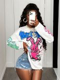 Women's Round Neck Fashion Print Loose Fit Short Sleeve T-Shirt