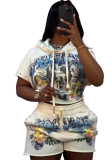 Women's Casual Print Two Piece Shorts Set