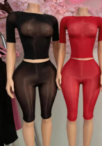 Women's Fashion See-Through Two Piece Shorts Set Women's Fashion See-Through Two Piece Shorts Set