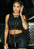 Women's Street Style Contrast Stitching Tight Fitting Sports Set