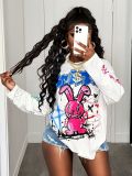 Women's Round Neck Fashion Print Loose Fit Short Sleeve T-Shirt