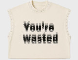 Women's Printed Rivet Sleeveless Crop T-Shirt