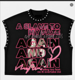 Women's Printed Rivet Sleeveless Crop T-Shirt