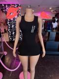 Women's Letter Print High Stretch Slim Fit Bodycon Sleeveless Club Bodycon Dress