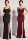 Women's Formal Party Chic Beaded Strap Boned High Slit Evening Dress