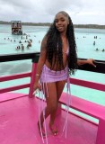 Women's Tassel Low Waist Lace-Up Raw Hem Mini Beach Skirt