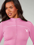 Women's Fashion Casual Stand Collar Zip Slim Fit Long Sleeve Top Tight Fitting Shorts Sports Set