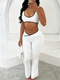 Women's Summer Sports Fashion Crop Top Low Back Butt Lift Tight Fitting Pants Set
