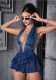 Women's Summer Halter Neck Denim Dress