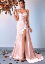 Women's Strap Deep V Neck Bridesmaid Slim Waist Elegant Evening Dress Women's Strap Deep V Neck Bridesmaid Slim Waist Elegant Evening Dress