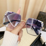 Women Oversized Cut‑Edge Square Starry Rhinestone UV‑Protection Sunglasses