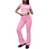 Women Printed Short Sleeve Top & Bell Bottom Pants Two‑Piece Set