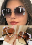 Women Oversized Cut‑Edge Square Starry Rhinestone UV‑Protection Sunglasses