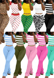 Women Printed Short Sleeve Top & Bell Bottom Pants Two‑Piece Set