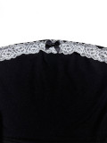Women Sexy Solid Lace Bow Patchwork Backless Strapless Top & Pant Two‑Piece Set