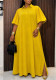 Plus Size Women African Elegant Solid Turndown Collar Maxi Dress