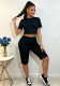Women Ruffled Backless Lace‑Up Short Sleeve Top & Capri Pants Casual Two‑Piece Set