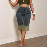 Women Stretch Color‑Block Denim Summer Wide‑Leg Shorts