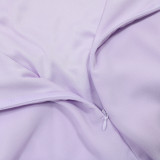 Women Spaghetti Strap Solid Ruffle Edge Irregular Dress