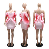 Women Spaghetti Strap Print Summer Bodycon Dress