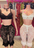 Women Casual Spring Autumn Sexy Lace Top & Pant Two‑Piece Set