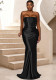 Women Beaded Strapless Solid Off‑Shoulder Maxi Dress